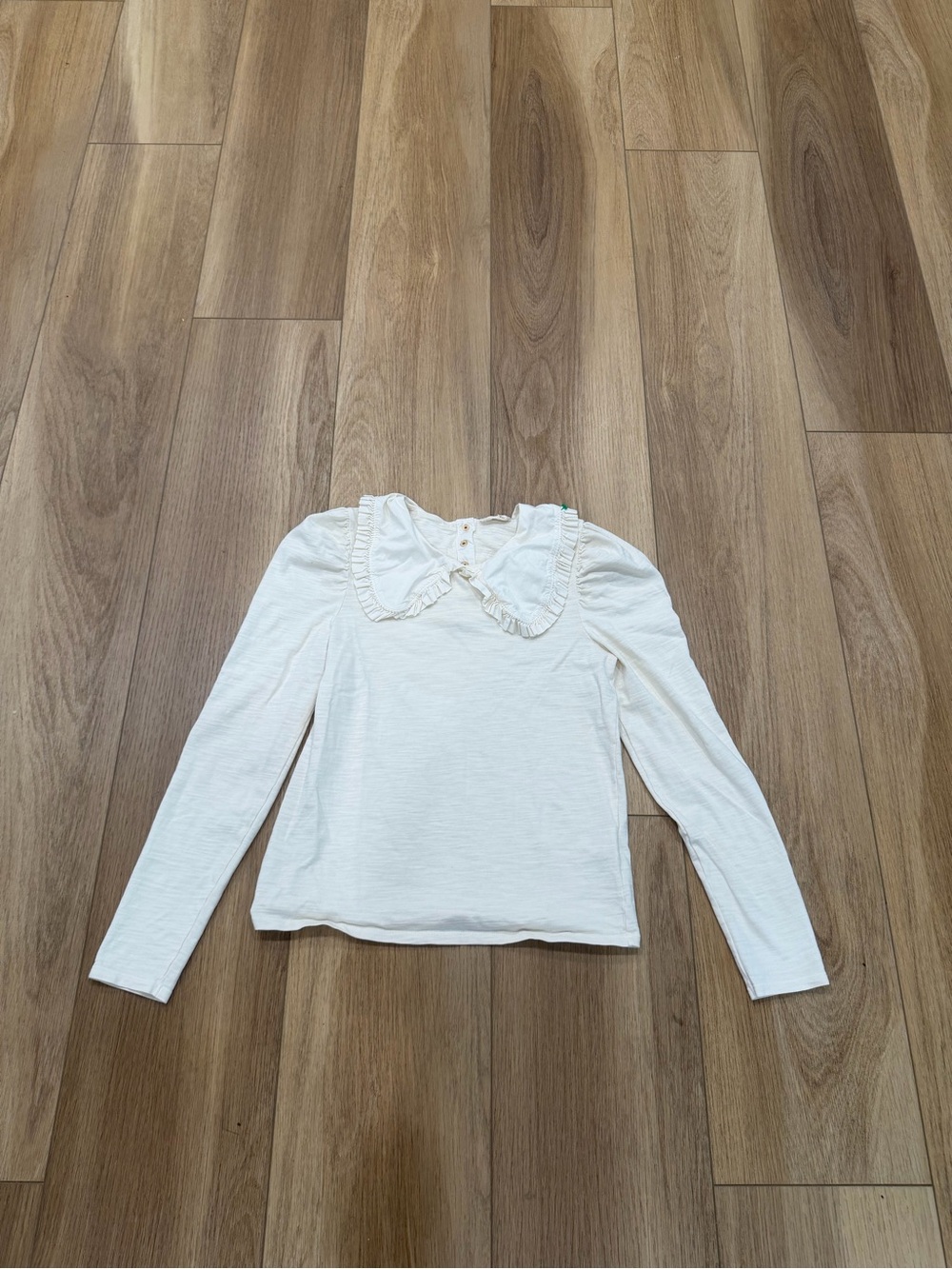 Nation LTD Women's White Ruffle Collar Long-Sleeve Top